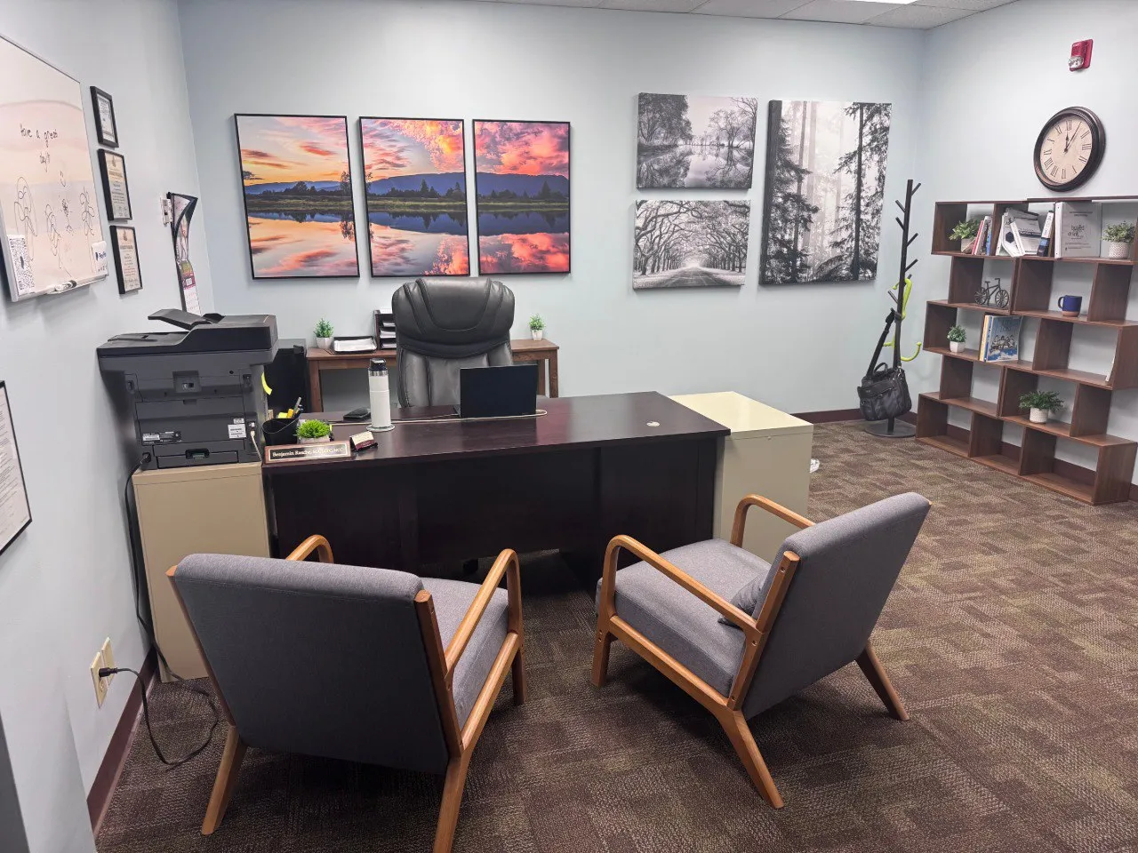 DUI Evaluation & Treatment Services evaluation office at 1999 Wabash Ave Springfield IL — desk, client chairs, professional setting